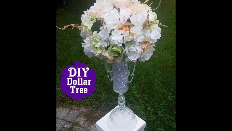 DIY Dollar Tree l Wedding Reception Table  Centerpiece l Tall Flower Vase Tutorial