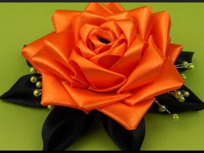 DIY Kanzashi Halloween Party | Stoffband Blume. Rose | Ribbon flower. rose | hair accessories