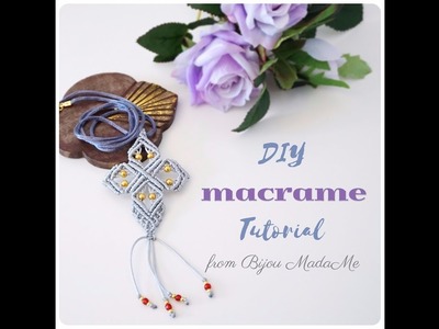 DIY macrame jewelry tutorial. How to make macrame cross pendant necklace.