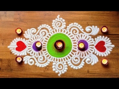 Freehand Diwali Rangoli Designs with Colours