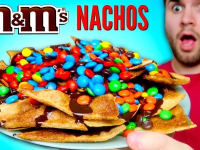 GIANT M&M'S NACHOS - How To Make Candy M&Ms Chocolate Dessert Nachos
