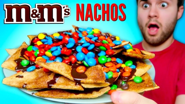 GIANT M&M'S NACHOS - How To Make Candy M&Ms Chocolate Dessert Nachos