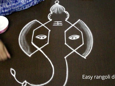 How to draw simple ganesh chaturthi muggulu with dots - vinayaka chavithi rangoli - vinayagar kolam