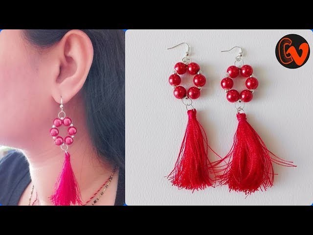 How to Make Party wear silk thread earrings. Silk thread Tassel earrings. Tutorial
