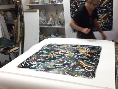 Making of monotype-prints with plastic bags 3