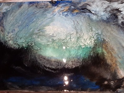 PIPELINE WAVE 1st layer Resin painting on canvas 60cm x 80cm