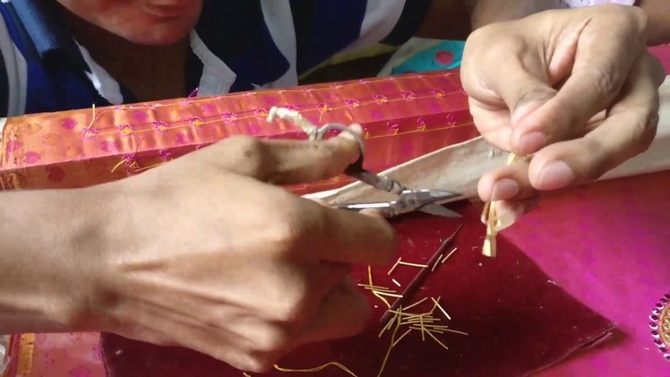 Preparing Zardosi spring for a stone Embroidery work