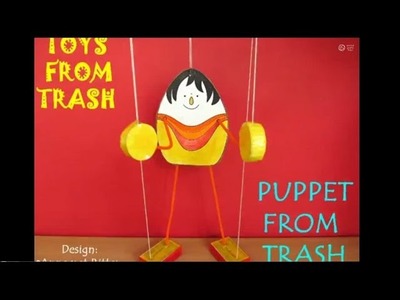 PUPPET FROM TRASH - HINDI - Walking, hand-shaking simple puppet.