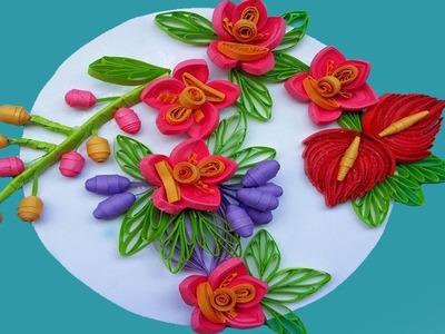 Quilled greating card with Orchid shape flowers | Indian Tradition