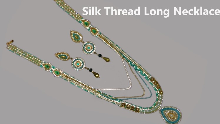 Silk thread long necklace