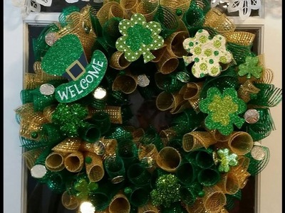 St. Patrick's Day Mesh Wreath- DollarTree.Hobby Lobby