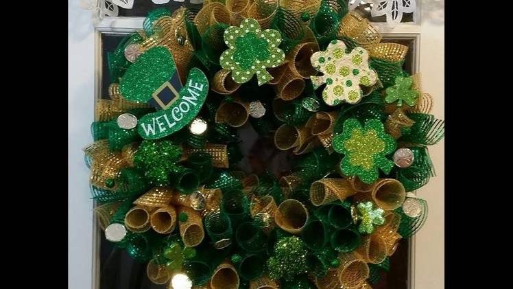 St. Patrick's Day Mesh Wreath- DollarTree.Hobby Lobby