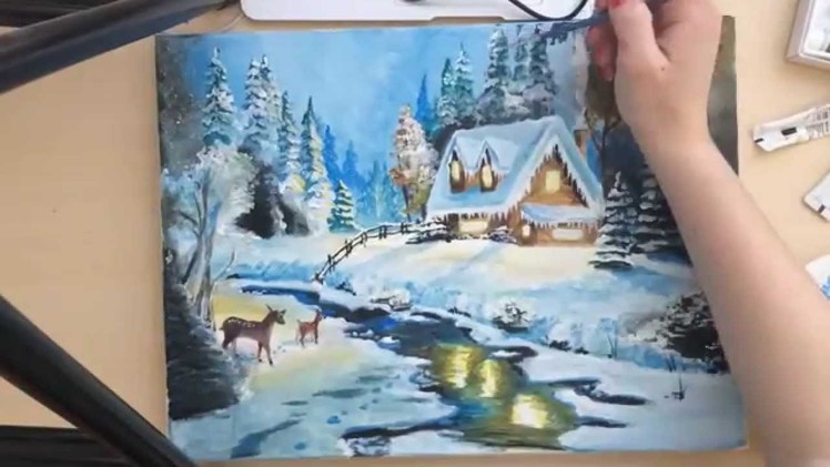 Time Lapse Tutorial: Christmas Winter Scene Painting