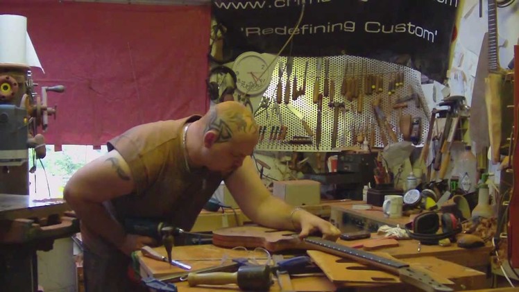 Video 12 - How to build a guitar | finalising the neck and body shape and drilling the controls