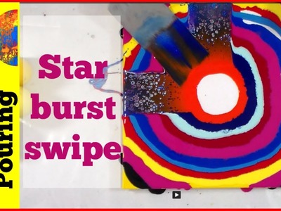(90) Starburst swipe acrylic pour painting demonstration