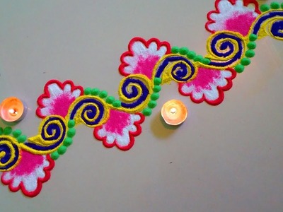 Beautiful flower type rangoli border design by DEEPIKA PANT