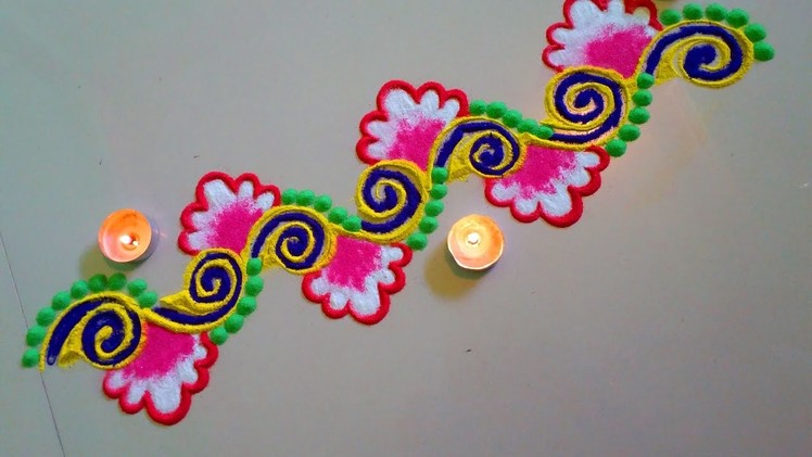 Beautiful flower type rangoli border design by DEEPIKA PANT