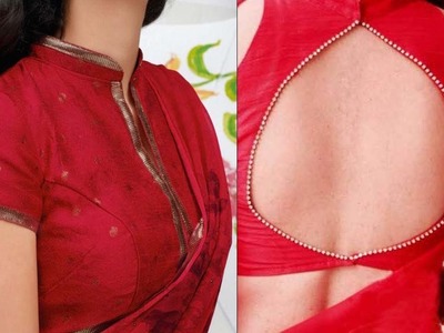 Collar blouse drafting, cutting and stitching with beautiful back neck design : party wear blouse
