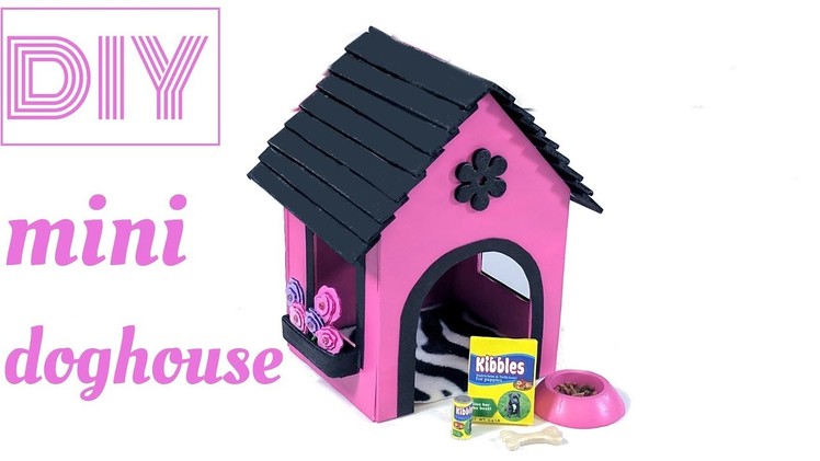 DIY Miniature Doghouse with accessories (dog food, bowl, flower pot, and bone)