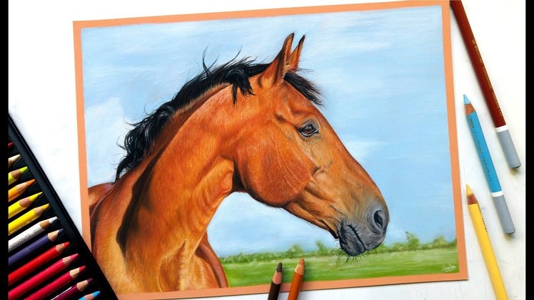 Drawing a realistic horse portrait with pastel pencils! | Leontine van vliet