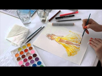 Drawing Fashion illustration with Watercolour Paints