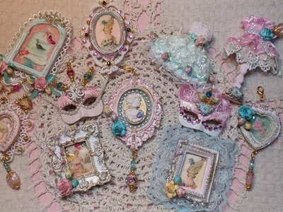 Embellished Clay Frames.Charms Shabby Chic