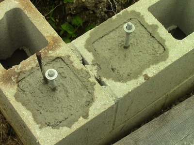 Filling Concrete Block Cores and Installing J Bolts