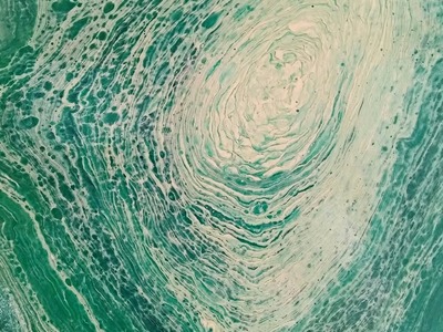 Fluid-Art: "Swirl" technique acrylic paint pouring. Organic, round, tree ring like pattern