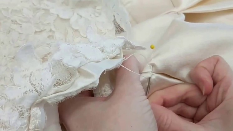 How to hem or shorten a bridal gown from the waist. Tutorial. Bridal Sewing Techniques