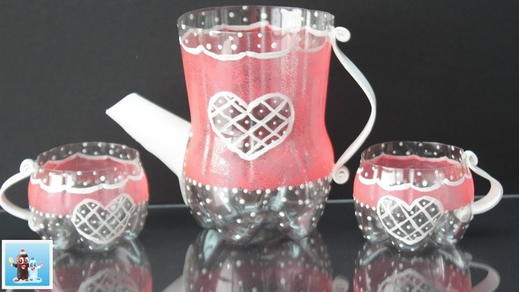 How to Make an Amazing Tea Pot and Cups from Cola Plastic Bottles - Art and Craft Ideas