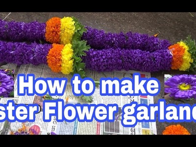 How to make Aster flower garland.wedding garland. phool ka haar.aster phool ki mala