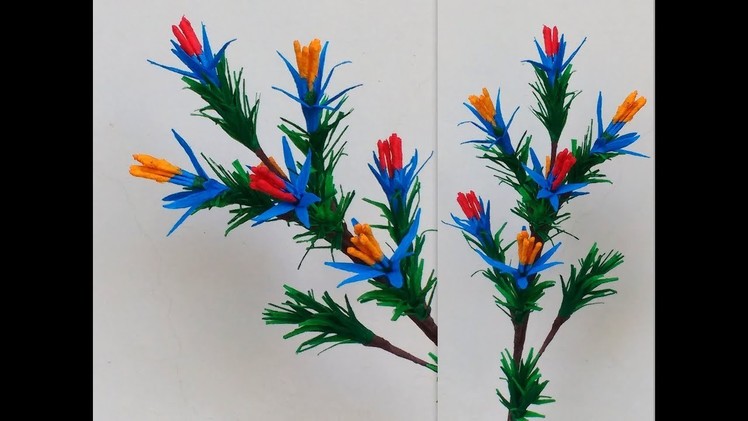 How to make Paper Flowers Blue Tinsel Lily. Calectasia cyanea (flower # 198)