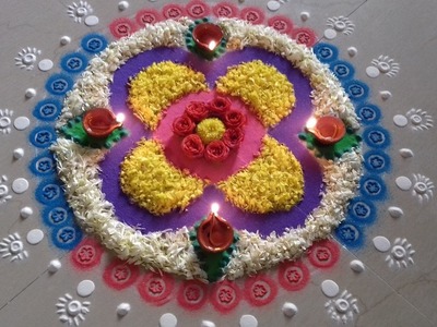 Latest rangoli designs with colours || easy rangoli designs for festivals || flower rangoli designs