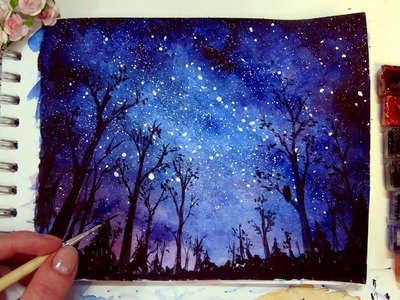 Night Sky - Speed Painting [Watercolor & Gouache]