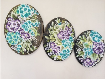 One Stroke Florals on Oval Canvas
