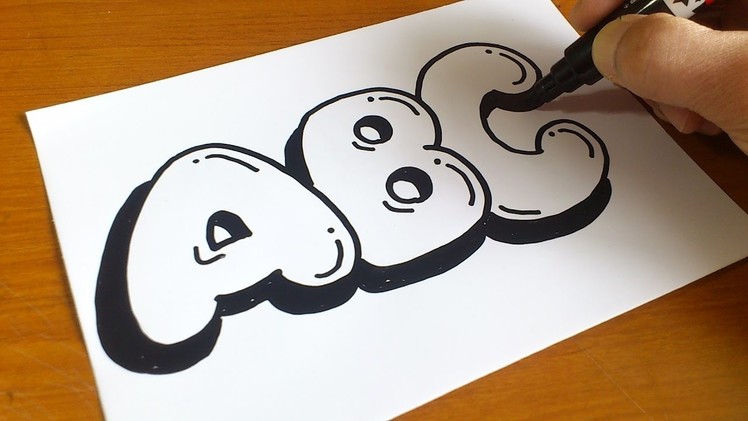 Very Easy ! How to Draw Graffiti Bubble Letters ABC for Kids