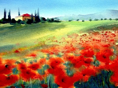You'll see a very simple landscape to do with watercolor technic for beginners