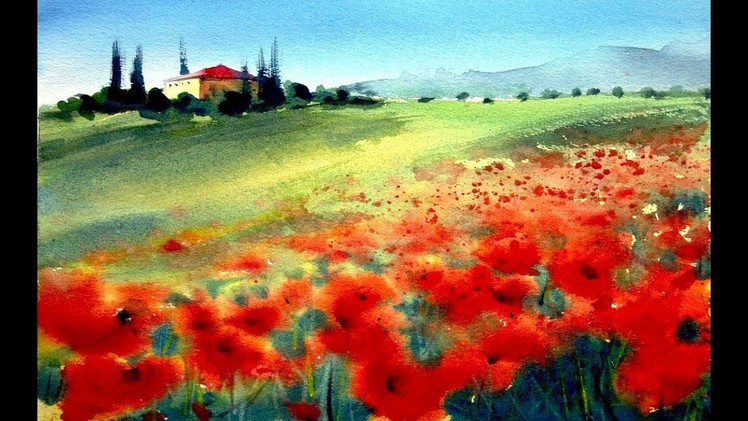 You'll see a very simple landscape to do with watercolor technic for beginners