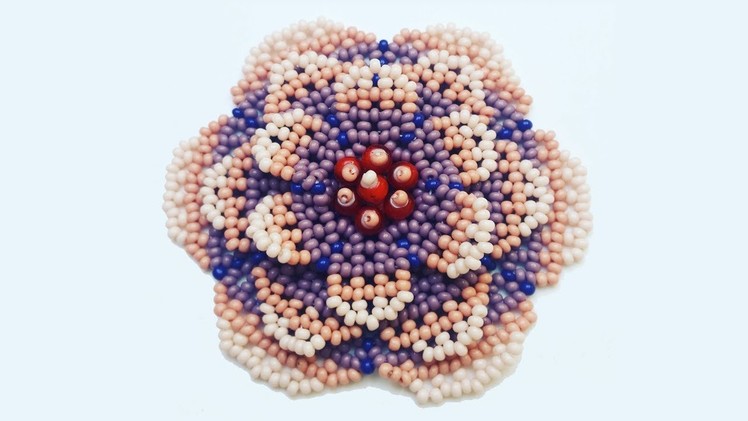 6: A STUNNING 3-layers BEADED FLOWER ! DIY in English