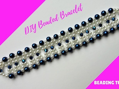 Beading tutorial. DIY Elegant pearl bracelet. Easy patterns.