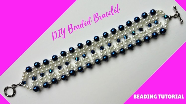 Beading tutorial. DIY Elegant pearl bracelet. Easy patterns.