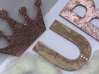 BLING & FUR WALL DECOR DIY | PERSONALIZED BABY SHOWER DIY