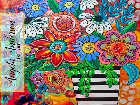 Boho Flower Vase Acrylic Painting | Art Exchange Part 2 Ayala Art Collab