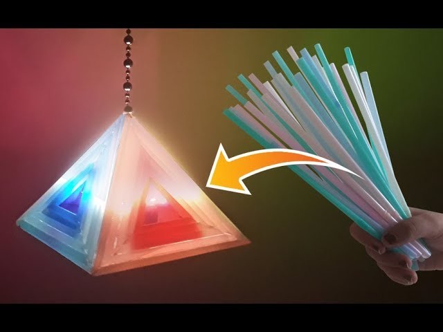 Christmas Decorations : How to Make Drinking straw Lampshade | Reuse Drinking Straws