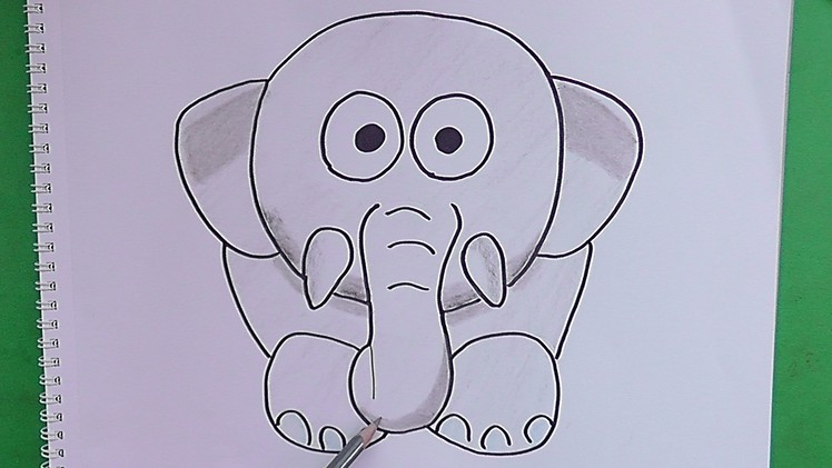 Como dibujar y pintar a Elefante Bebé - How to draw and paint Elephant Baby