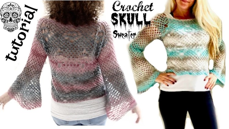 Crochet skull sweater with Bell sleeves Part 1