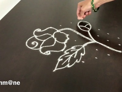 Daily Rose rangoli for Pooja room || Beginners kolam with 7-3 interlaced dots