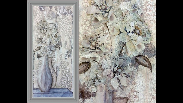 Decoupage 3D with Stone Paper and One Stroke Technique - MIXED MEDIA