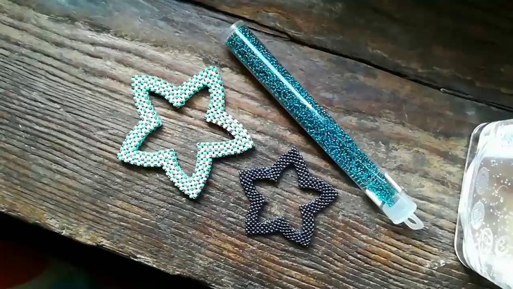 Different sizes of CRAW beaded stars - Cubic Right Angle Weave star with seed beads