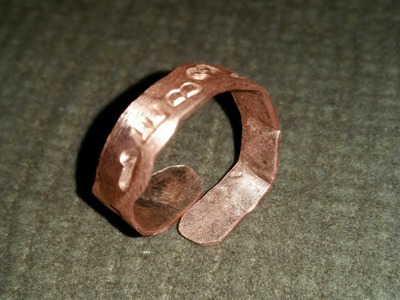 DIY - Day 27 - Copper Ring from 10 Gauge Copper Ground Wire and Harbor Freight Steel Stamp Kit